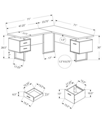 L-Shaped Reversible Computer Desk, 71" x 71"