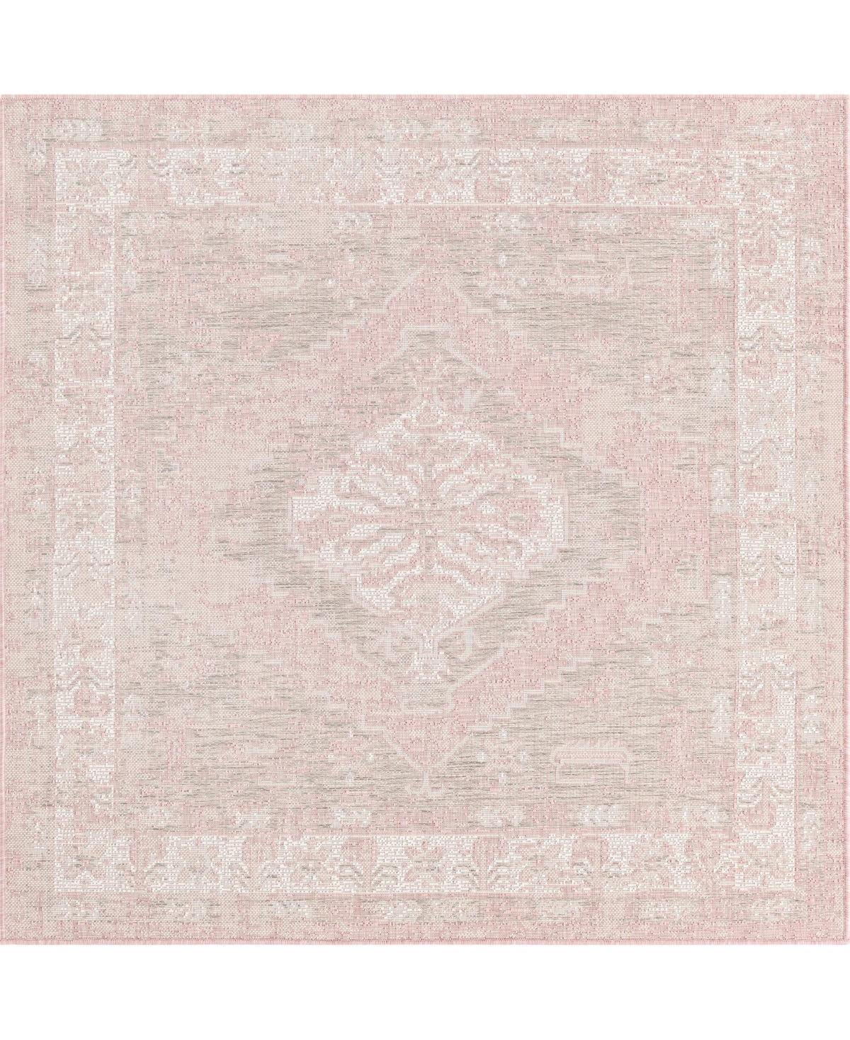 Bayshore Home Outdoor Bh Pashio Traditional Ii Valeria 5'3" X 5'3" Square Area Rug In Pink