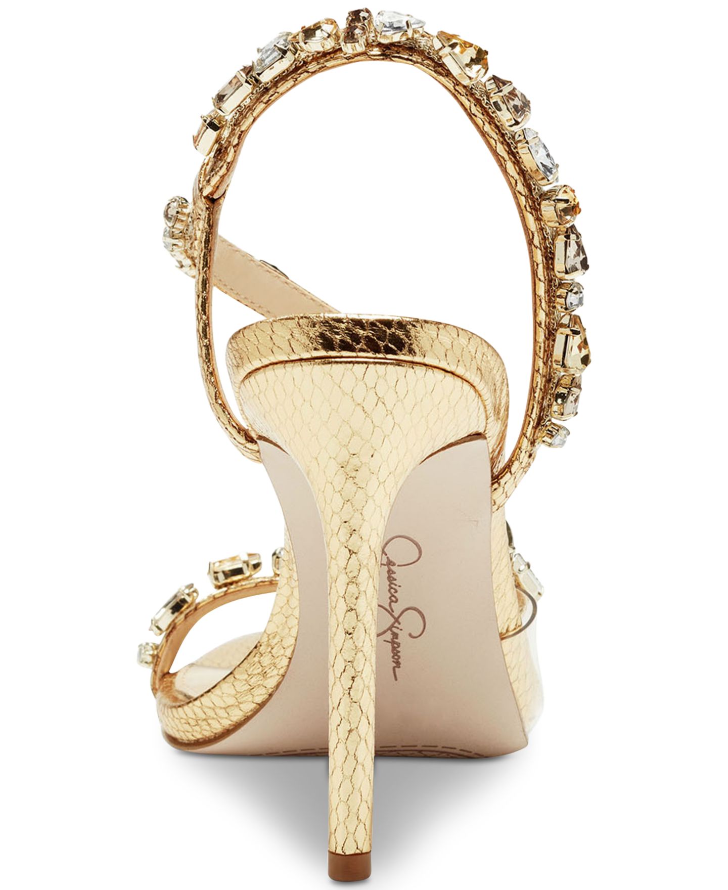 Женские сандалии Jessica Simpson Jaycin Barely-There Rhinestone Evening, цвет: Золотой металлик — фото 3
