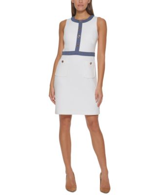 Tommy Hilfiger Petite Contrast-Trim Sheath Dress Macy's - Main Image