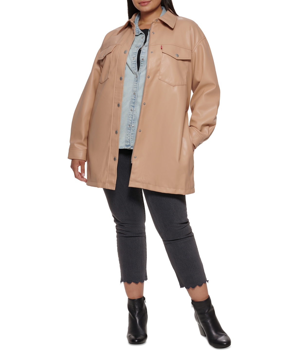 Levi's Trendy Plus Size Belted Jacket In Biscotti