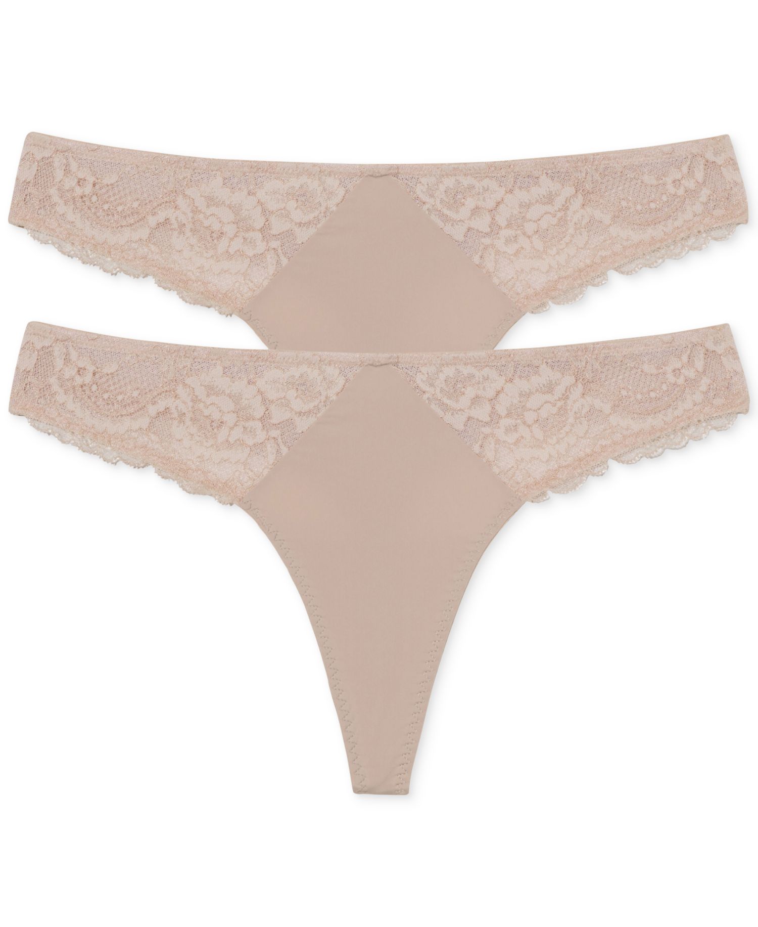 Women's Minx No-Show Comfortable Lace Thong 2 Pack