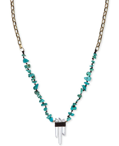 The Sak Gold-Tone Turquoise Beaded Crystal Pendant Necklace