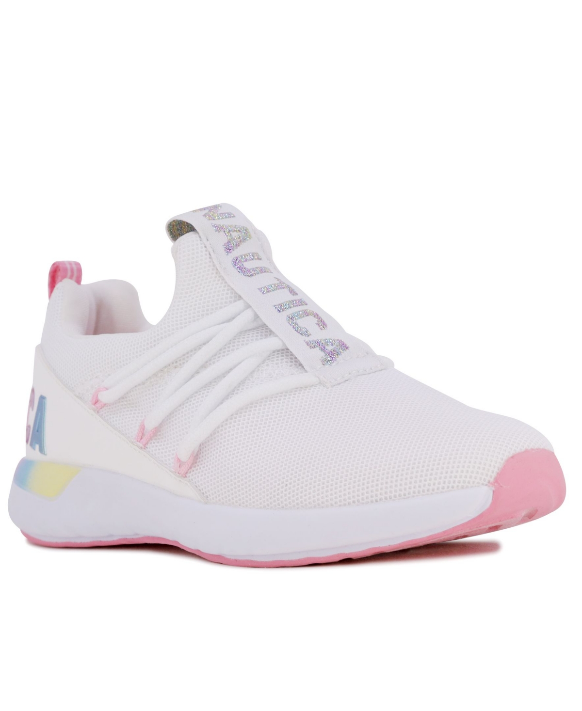 Nautica Little Girls Slip-on Athletic Sneaker In White Rainbow | ModeSens
