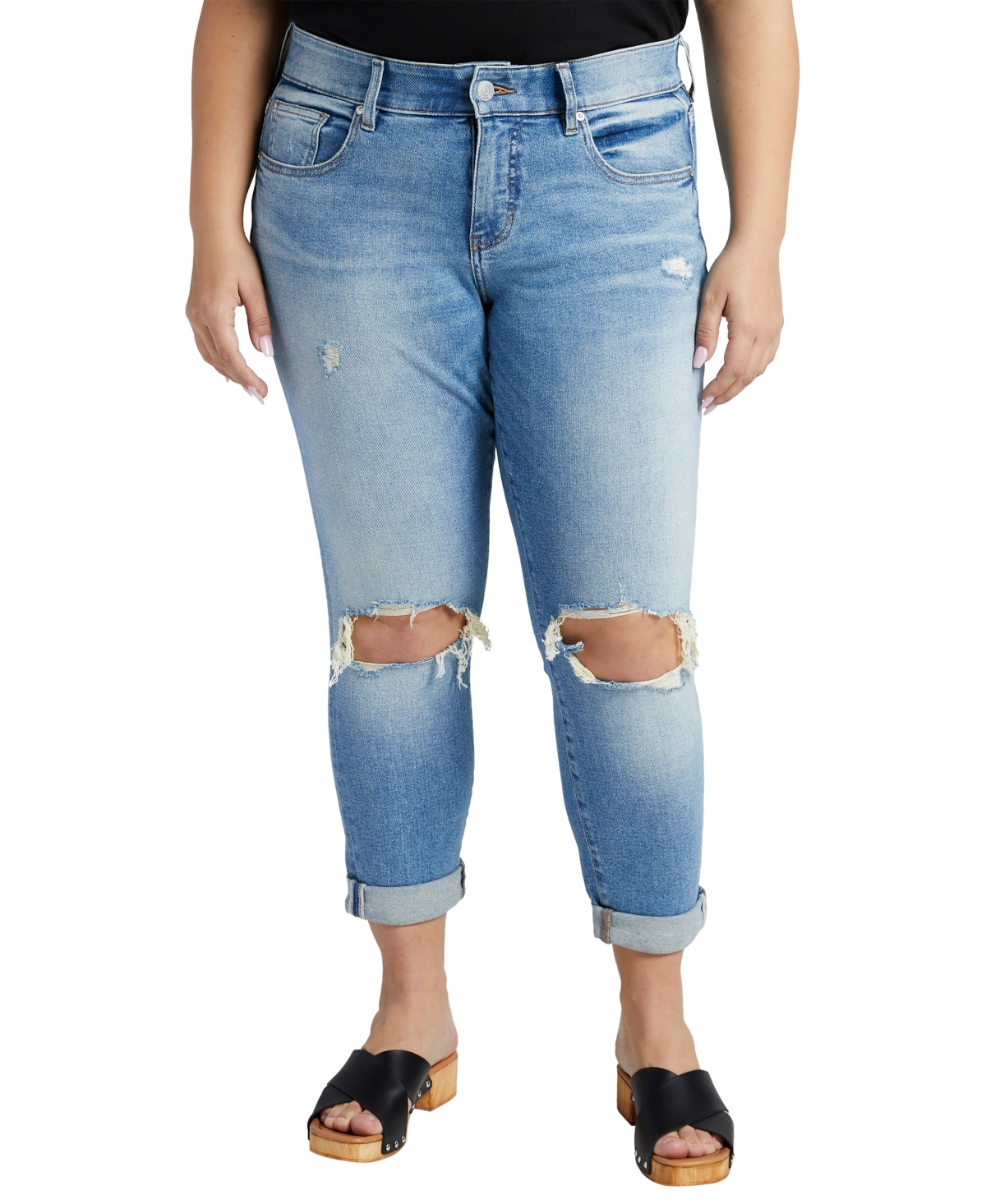 Jag Plus Size Carter Mid Rise Girlfriend Jeans In Island Blue