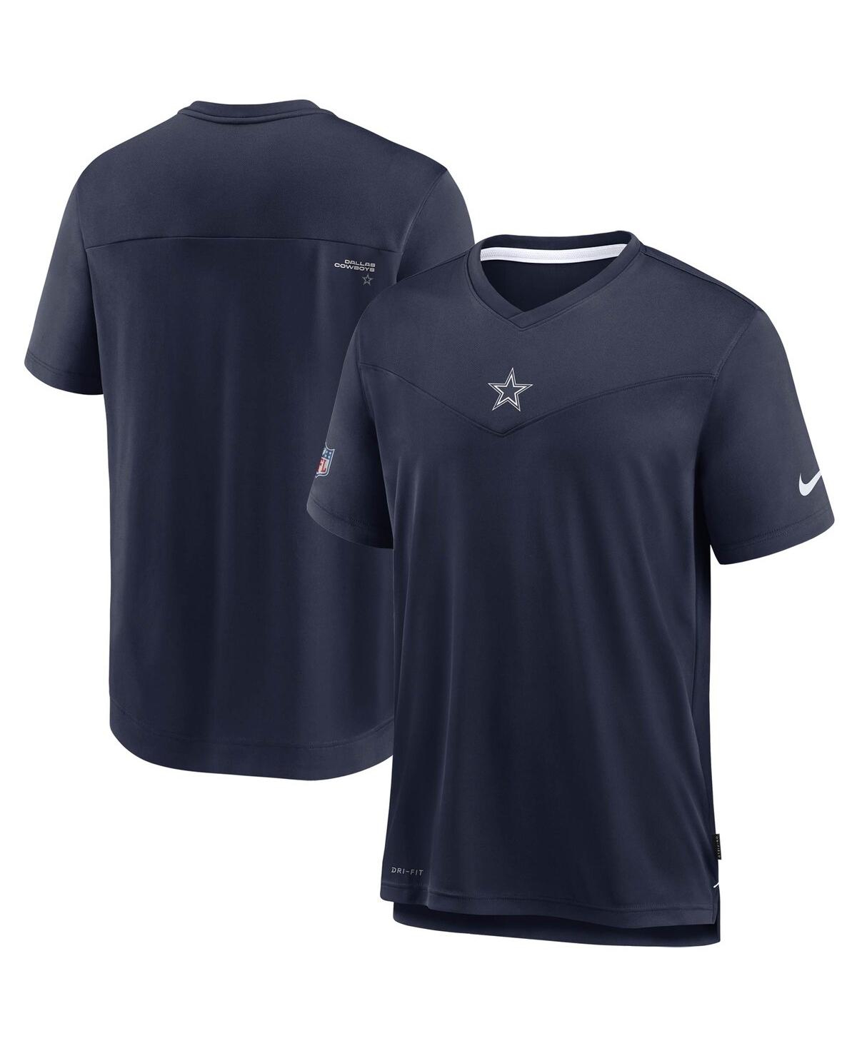 Men's Nike Navy Dallas Cowboys Sideline Coaches Performance V-Neck T-shirt