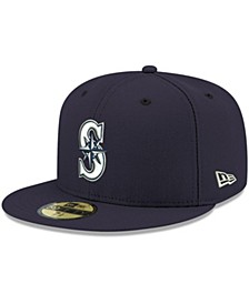 Men's Navy Seattle Mariners Logo White 59FIFTY Fitted Hat