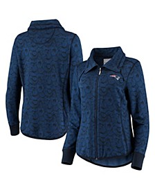 Women's Navy New England Patriots Sport Shell We Dance Tri-Blend Full-Zip Sweatshirt