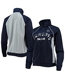 Women's Navy, Gray Dallas Cowboys Backfield Raglan Full-Zip Track Jacket