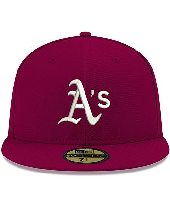 New Era Men's Cardinal Oakland Athletics Logo White 59FIFTY Fitted Hat ...