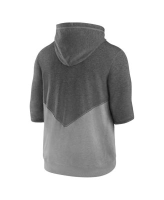 Men's Heather Charcoal, Heather Gray Cleveland Guardians Team Modern Arch 3/4 Sleeve Pullover Hoodie