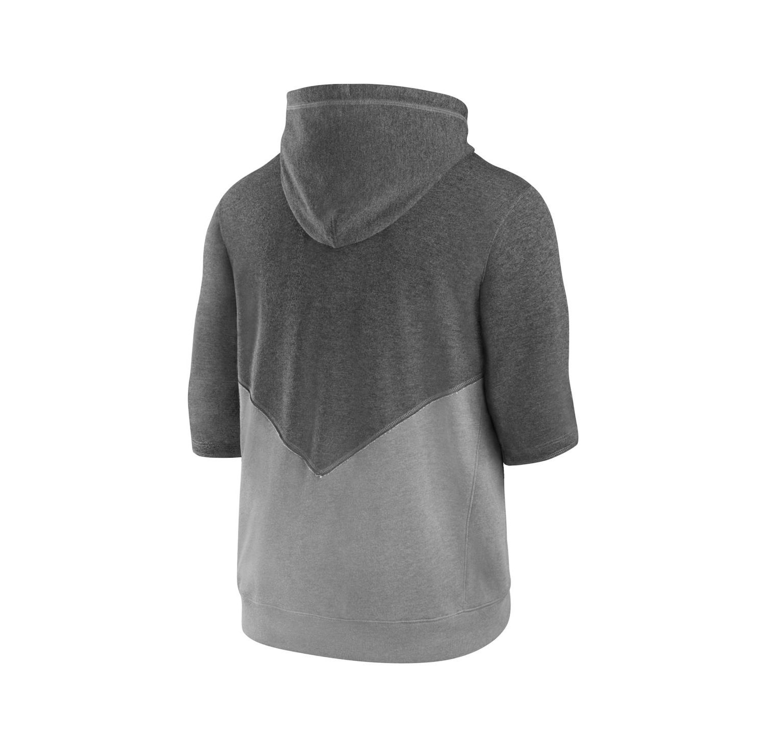 Men's Heather Charcoal, Heather Gray Cleveland Guardians Team Modern Arch 3/4 Sleeve Pullover Hoodie