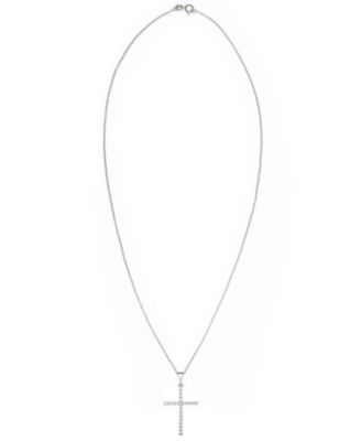 Cubic Zirconia Sleek Cross Pendant In Silver Plate or Rose Gold