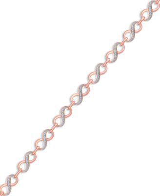Diamond Accent Infinity Link Bracelet in 18k Gold over Silver-Plate