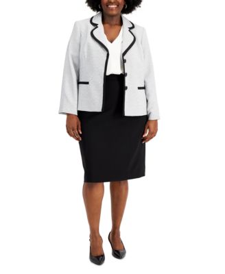 Le Suit - Plus Size Contrast Seamed Skirt Suit