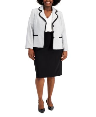 Le Suit Plus Size Contrast Seamed Skirt Suit - Macy's