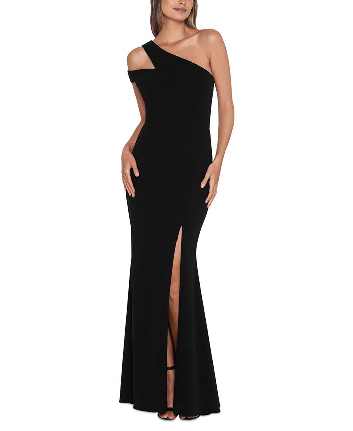 XSCAPE Cold-Shoulder Asymmetrical Gown & Reviews - Dresses - Women - Macy's