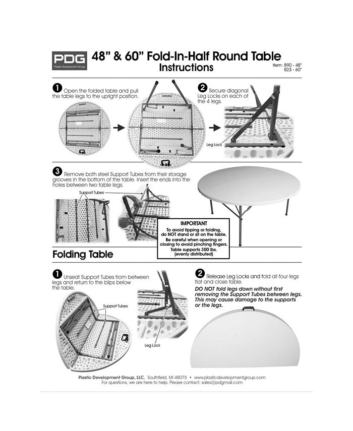 Plastic Development Group 4' Fold in Half Round Folding Banquet Table