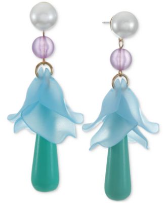 I.N.C. International Concepts - Gold-Tone Imitation Pearl & Shaky Flower Statement Earrings