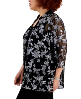 Alex Evenings Plus Size Shell & Embroidered Jacket - Macy's