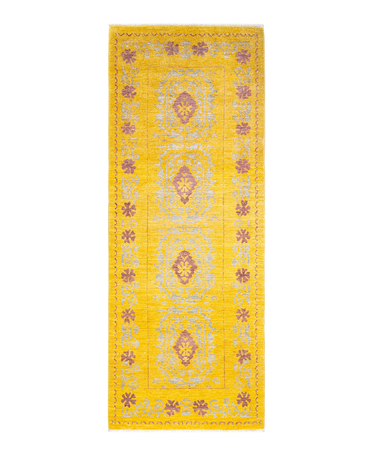 Closeout! Adorn Hand Woven Rugs Eclectic M18008 3'1in x 8'3in Runner Area Rug - Yellow