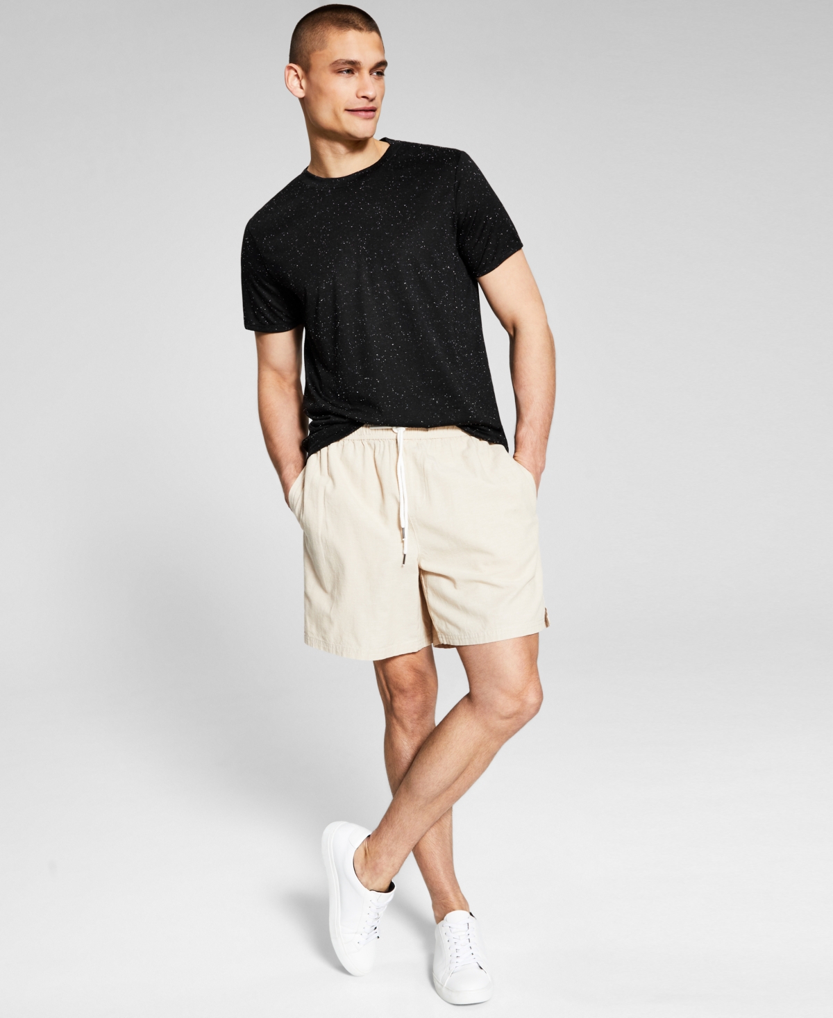 And Now This Men's Striped Shorts In Sand Linen