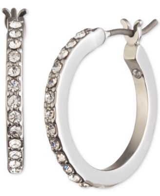 Small Pav&eacute; Hoop Earrings, 0.54" 
