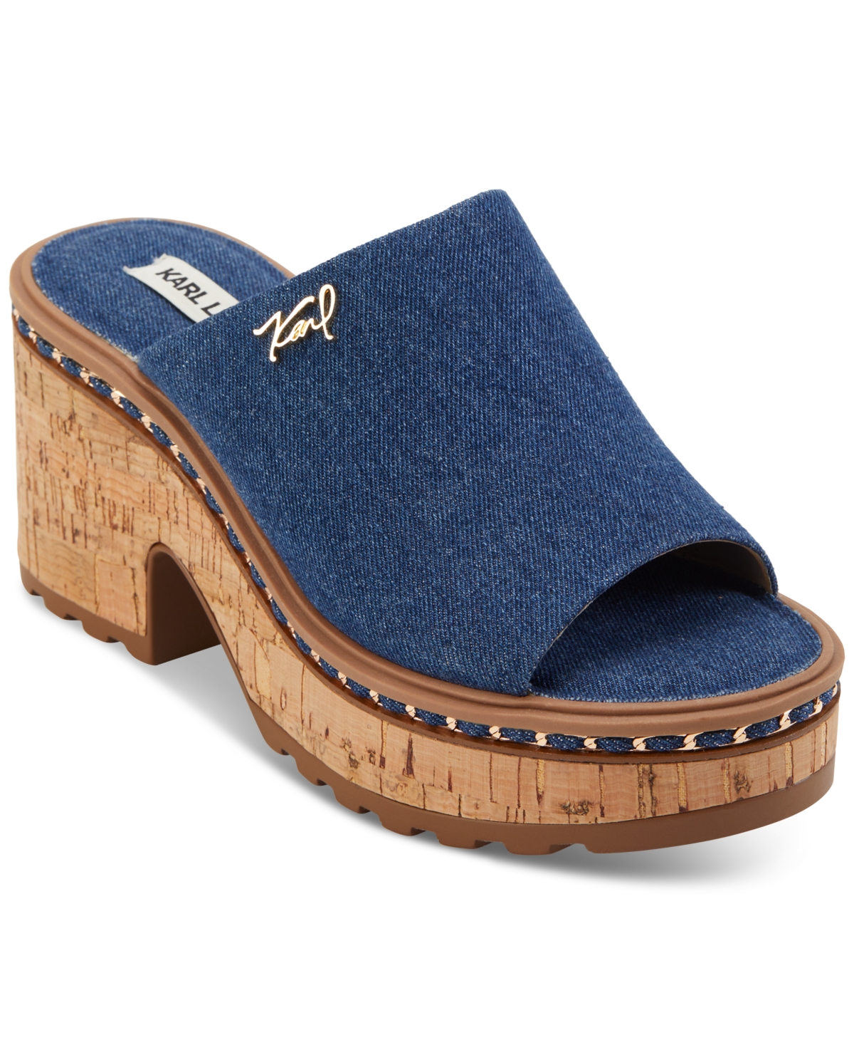 Karl Lagerfeld Women's Clarina Chunky Denim Block Heel Mules In Blue
