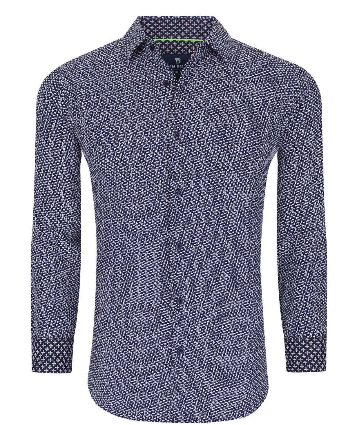 Men's Slim Fit Performance Geometric Button Down Shirt - Navy Dots