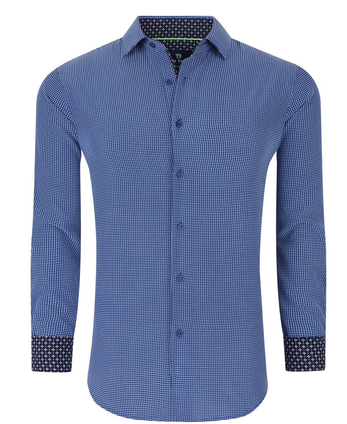 Men's Slim Fit Performance Geometric Button Down Shirt - Navy Dots