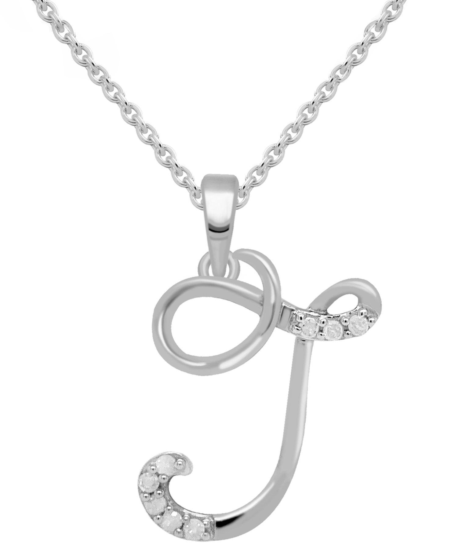 Diamond Fancy Initial 18" Pendant Necklace (1/10 ct. t.w.) in Sterling Silver