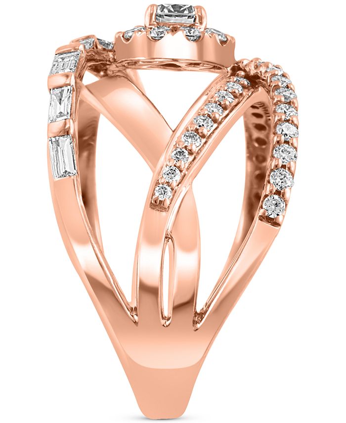 EFFY Collection - Diamond Openwork Crossover Statement Ring (7/8 ct. t.w.) in 14k Rose Gold