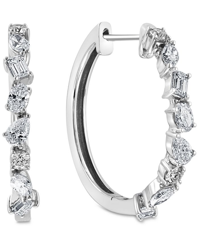 EFFY Collection - Diamond Multi-Cut Hoop Earrings (1-3/8 ct. t.w.) in 14k White Gold