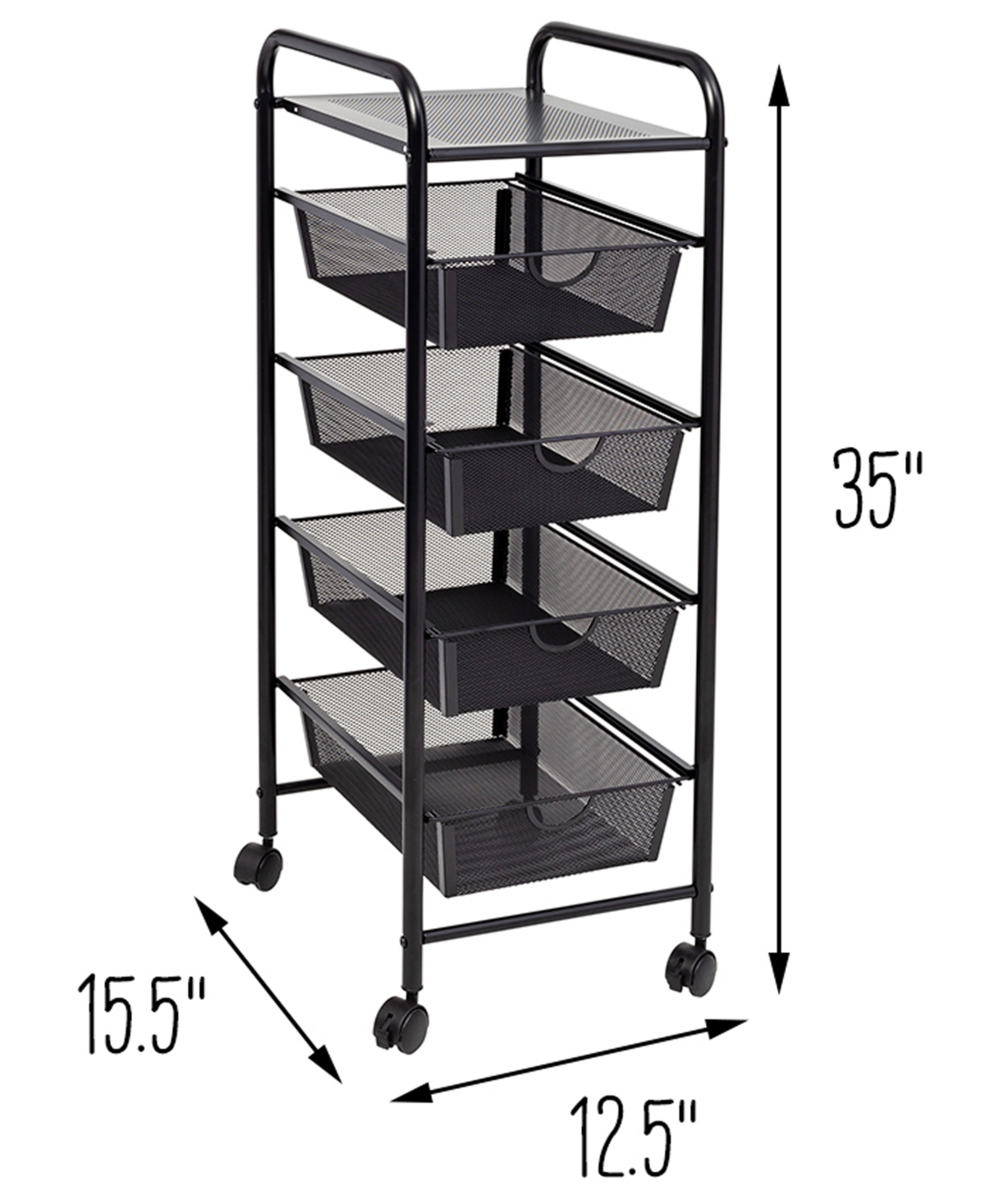 Shop Honey Can Do 4-drawer Rolling Cart In Black