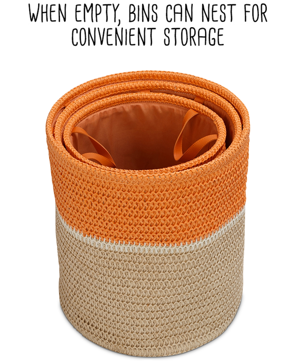 Shop Honey Can Do Paper Straw Nesting Baskets With Handles, Set Of 3 In Natural