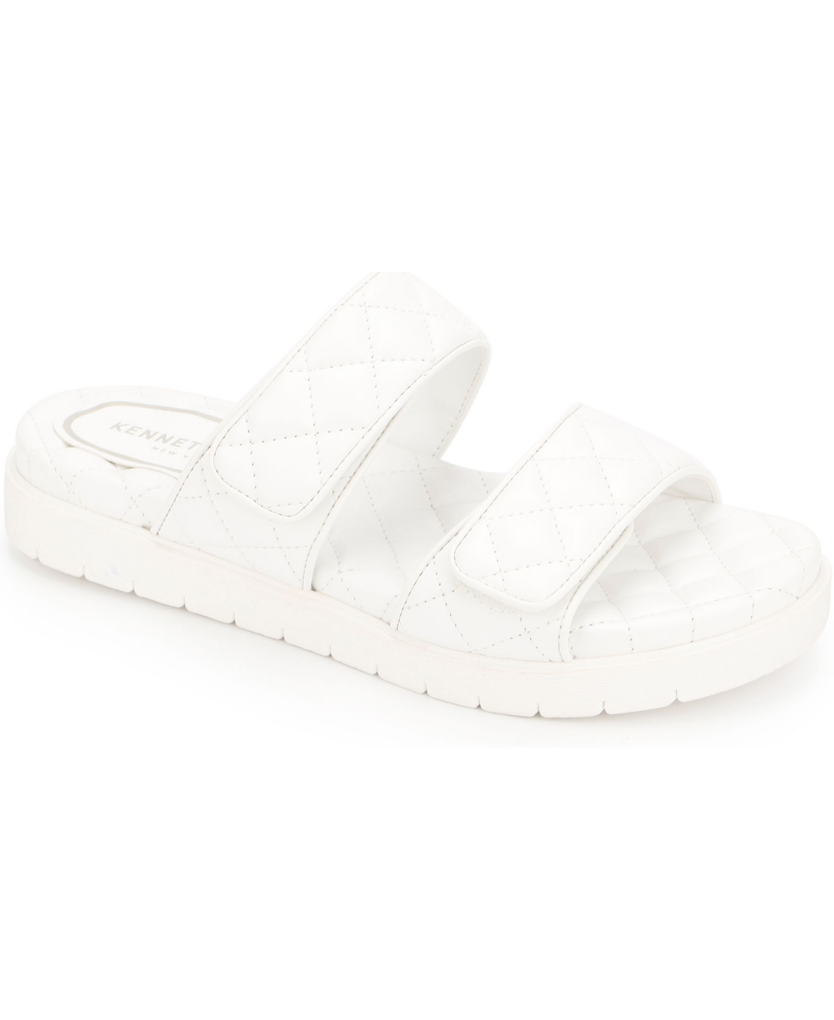 Shop Kenneth Cole New York Women's Reeves Quilted Two Band Flat Sandals In White