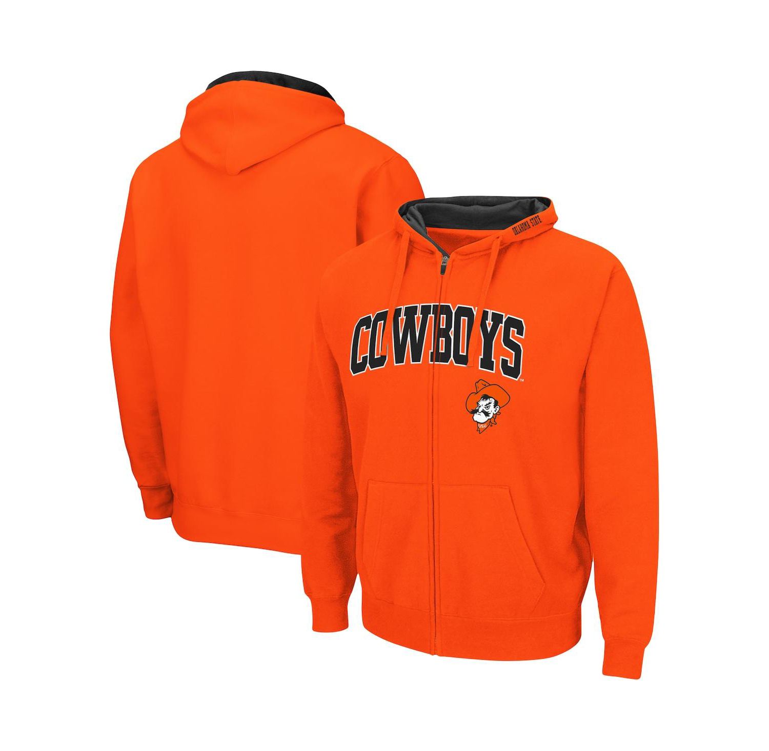 Men's Orange Oklahoma State Cowboys Arch Logo 3.0 Full-Zip Hoodie