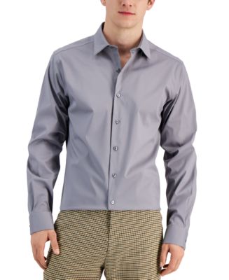 green emerald velvet dress Alfani Mens Performance Stretch Button Down Dress Shirt, Grey, 15.5