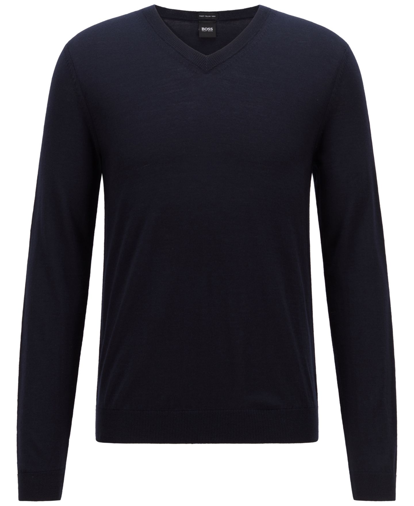 Мужской свитер Hugo Boss V-Neck Wool, цвет: Тёмный синий — фото 4