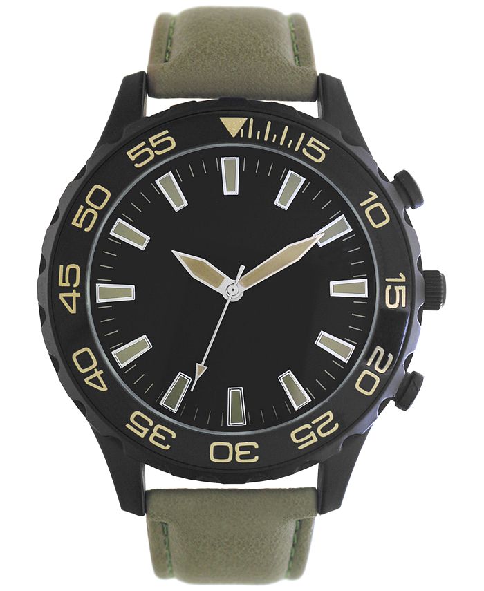 INC International Concepts Men s Faux Leather Strap Watch 50mm