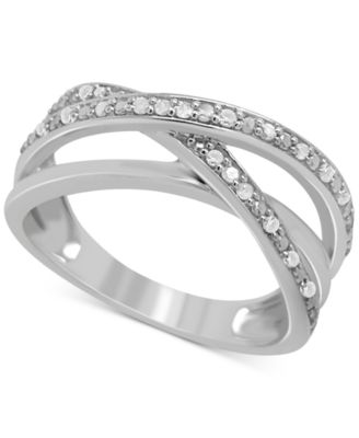 Diamond Multirow Crossover Ring (1 6 Ct. T.w.) In Sterling Silver - Macy's