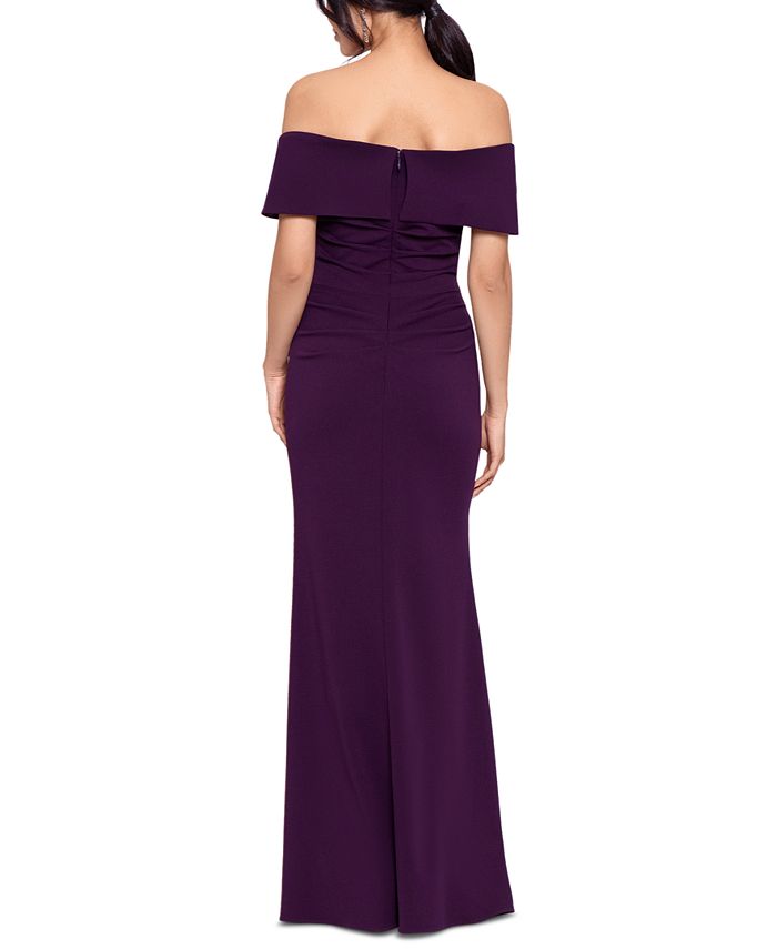 Betsy & Adam Petite Off-The-Shoulder Gown - Macy's