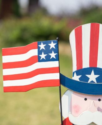 Wooden Patriotic Uncle Sam Yard Stake or Wall Decor or Porch Decor Kd, Three Function, 36"