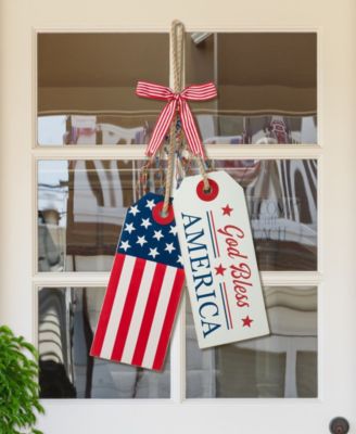 Wooden Patriotic or Americana Doorknob Hanging Decor, 19.5"