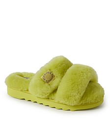 Women's Benalla Shearling Double Band Slides with Sawtooth Outsole