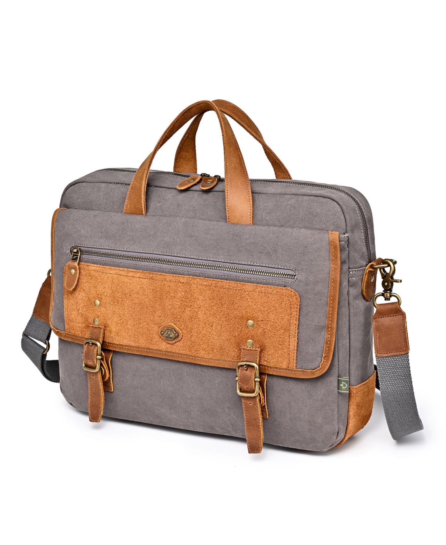 Женские портфели TSD BRAND Valley Oak Canvas Brief Bag, цвет: Серый — фото 8