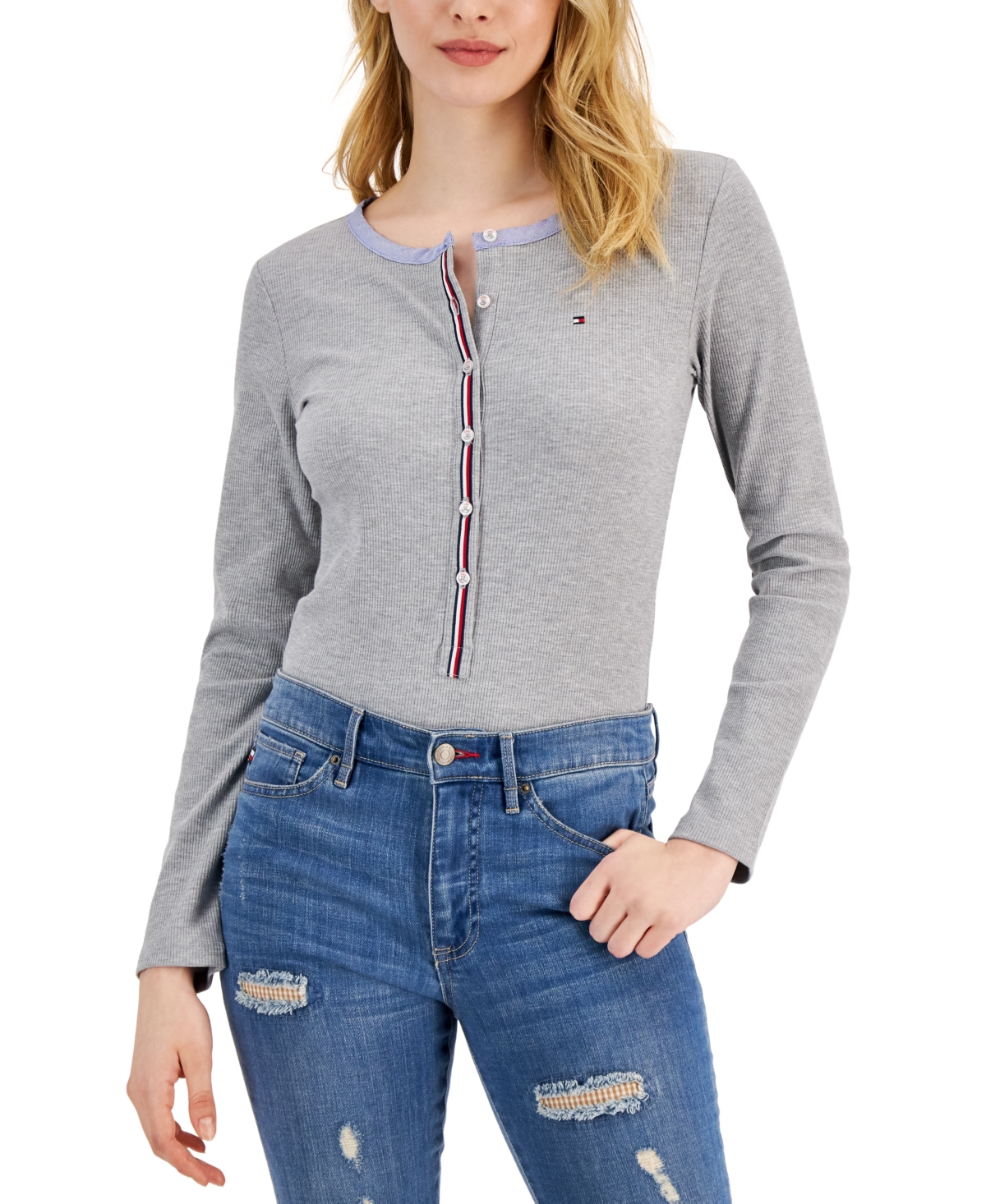 Tommy Hilfiger Women's Button Long-Sleeve Bodysuit