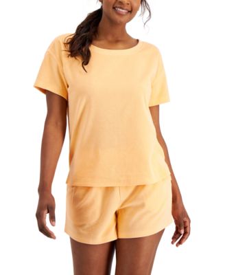 Photo 1 of Jenni Women's Terry Cloth Crewneck Top and shorts, Created for Macy's