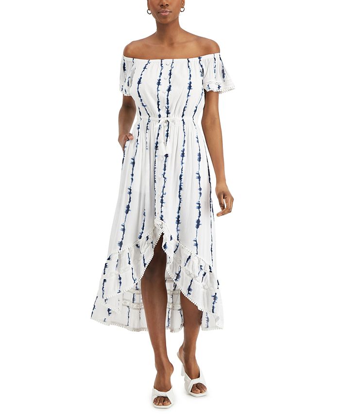 Macy's white off the shoulder dress sales