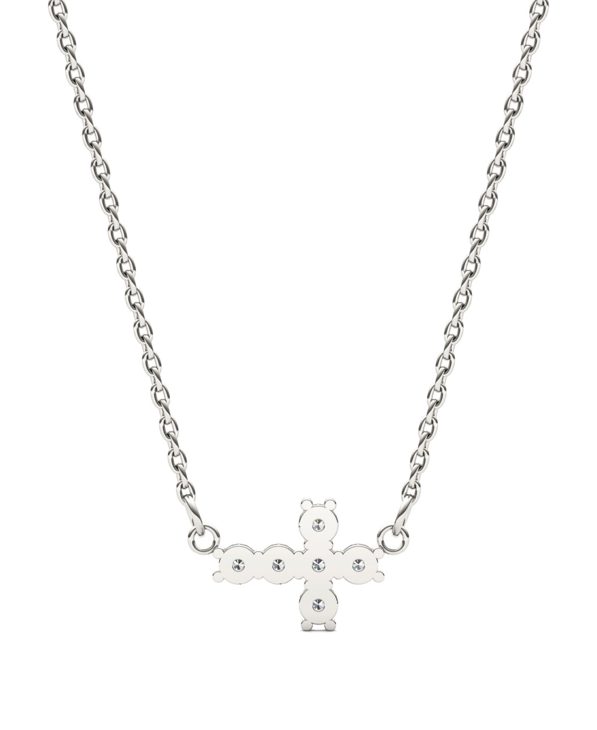 Moissanite Fixed Cross Necklace (1/5 Carat Total Weight Certified Diamond Equivalent) in 14K- White Gold